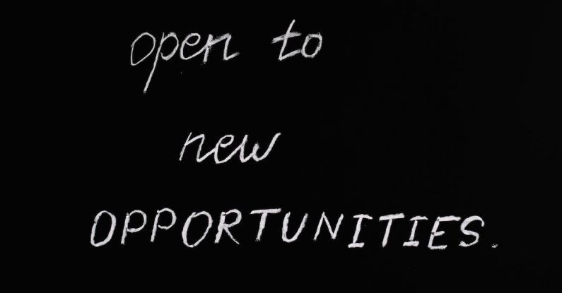 Scholarship Opportunities - Open To New Opportunities Lettering Text on Black Background